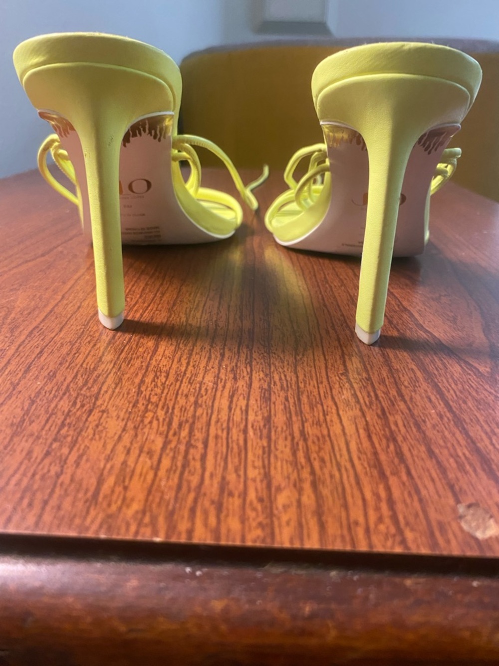 Jennifer Lopez Neon Lime Strappy Lace-Up Heeled Sandals - Picture 3 of 3